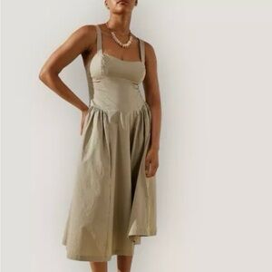 Free People Paolo Midi Dress in Tidal Foam, L